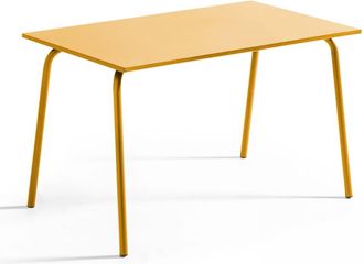 Oviala Mesa de jard&iacute;n de acero de 120 x 70 cm amarillo