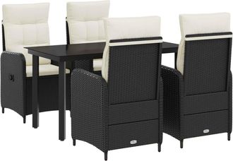 vidaXL Conjunto De Comedor De Jard&iacute;n 5 Uds. Negro Y Blanco Crema Vidaxl
