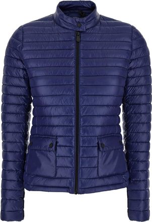 Save The Duck twinkle Blue Down Jacket With High Neck And Logo Patch On The Sleeve In Tech Fabric Woman