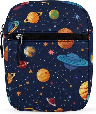 Generic Space Colourful Planets Crossbody Bag Adjustable Satchel Cute Shoulder Bag Lightweight Sling Bags