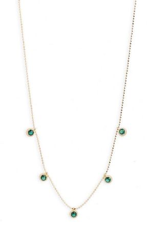 Argento Vivo Cubic Zirconia Station Necklace in Gold/Green at Nordstrom