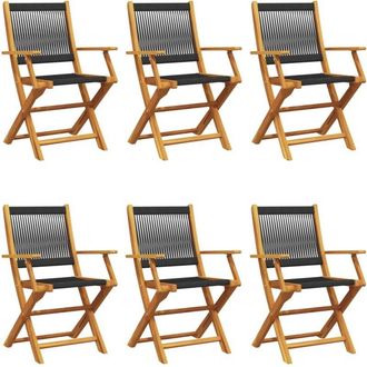 vidaXL Vidaxl - Folding Garden Chairs 6 pcs Black Solid Wood Acacia
