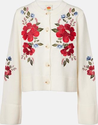 Farm Rio Embroidered wool cardigan