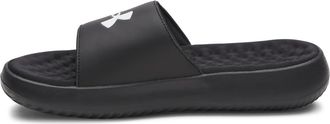 Under Armour Mens Ignite Pro 8 Fixed Band Slides Sandal, (004) Black/Black/White, 12