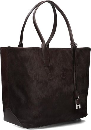 Hogan Tassen, Dames, Bruin, ONE Size, Bruine Ponyhair Shopper Tas