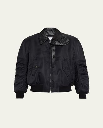 Bottega Veneta Intrecciato Collar Blouson Bomber Jacket