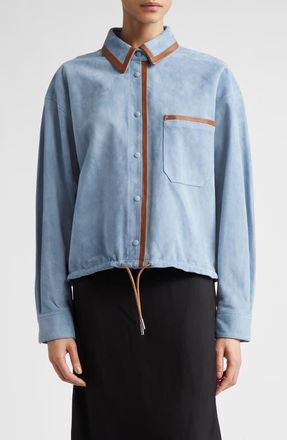 Marni Suede Drawstring Overshirt in 00B31Sky at Nordstrom, Size 6 Us