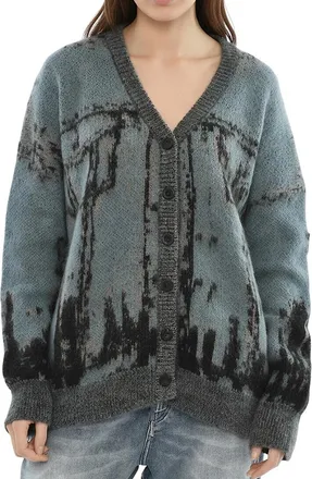 Diesel Multicolor Abstract V Neck Cardigan