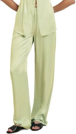 Favorite Daughter The Everything Satin Wide Leg Pants in Green Tea at Nordstrom, Size X-Small