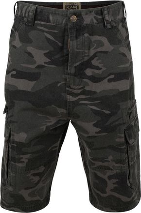 KAM JEANS Mens Camo Cargo Shorts Loose Fit Zip Fly Multi Pockets Half Pants for Summer, Khaki Colour, Waist 54