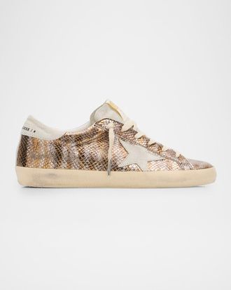 Golden Goose Super-Star Metallic Embossed Low-Top Sneakers
