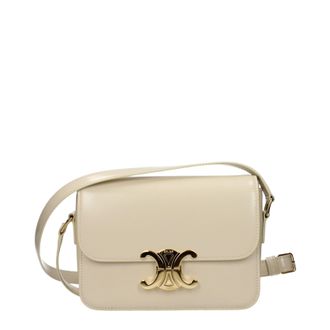 Celine Teen Triomphe Crossbody Tas Damess Leer Beige/Cr&egrave;me