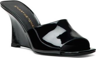 Stuart Weitzman Vinnie 85 Patent Leather Wedge Mule in Black at Nordstrom, Size 5.5