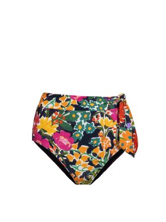 Change of Scenery Side Tie High Waist Bikini Bottom with Full Coverage in Gardenia at Nordstrom, Size X-Small