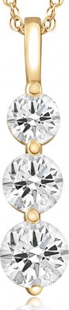 Pompeii3 2Ct TW Three Stone Diamond Pendant 14k Yellow Gold 18 Necklace Lab Grown