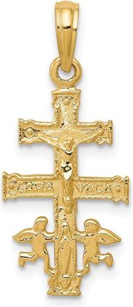 Diamond2Deal 14k Yellow Gold Cara Vaca Crucifix Pendant