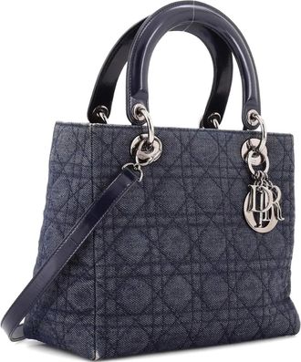 Dior Lady Dior Bag Denim Medium satchel - Blu