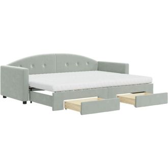 vidaXL Vidaxl - Sof&aacute; Cama Nido Con Cajones Terciopelo Gris Claro 80x200 Cm