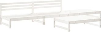 vidaXL 4 Piece Garden Lounge Set White Solid Wood Pine Vidaxl