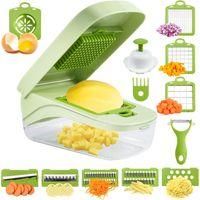OEM Cortador De Verduras 17 En 1, Cortador De Verduras Multifuncional Con Tapa, Separador De Huevos, Cuchillas De Acero Inoxidable, Para Ensalada De Cebol