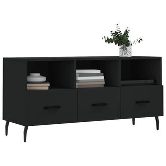 Berkfield Home TV Cabinet Black 102x36x50 cm Engineered Wood | Size: 102 x 36 x 50 cm