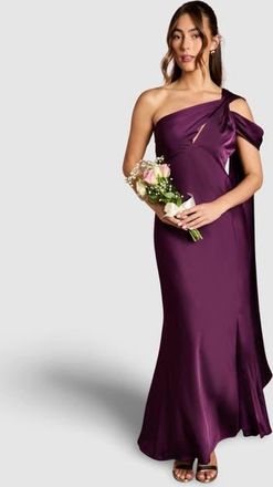 Coast Satin Fishtail Maxi Dress in Grape at Nordstrom, Size 8