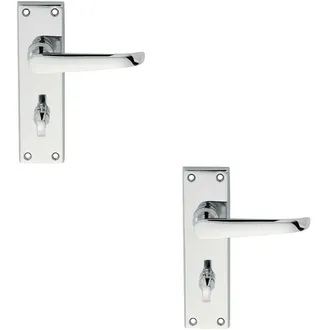 Loops 2x PAIR Straight Victorian Lever on Bathroom Backplate 150 x 42mm Chrome