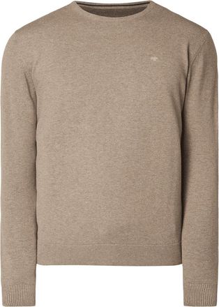 Tom Tailor Pullover aus Baumwolle mit Logo-Stickerei in Hellbraun, Gr&ouml;&szlig;e M