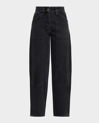 Co High-Rise Denim Crop Balloon Pants