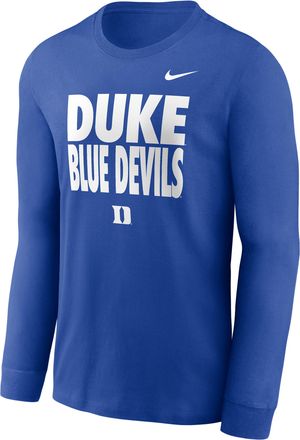 Nike Duke Sideline Slogan Nike Mens Dri-FIT College Long-Sleeve T-Shirt in Blue | 02EW4EVDU-H2B