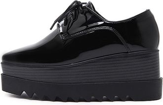 Generic Fashion Platform Oxford Shoes of Woman Thick Bottom Womens Oxfords High Heels Casual Sneakers Shoes Zapatillas Mujer Black