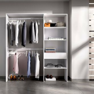 Dmora Dmora - Armario Dgarut, Estructura Para Vestidor, Perchero Abierto, 160x40h187 Cm, Blanco