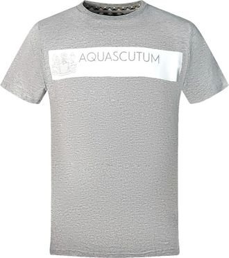 Aquascutum Mens Aquascutum Block Brand Logo Grey T-Shirt - Size: 36
