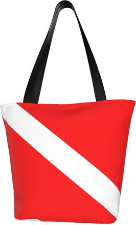 AOOEDM Tote Bag Scuba Dive Flag Shopping Bags Small Reusable Market Bag Beach Tote Bags Travel Totes
