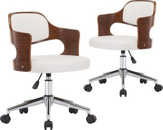 vidaXL Vidaxl - Sedie Da Pranzo Girevoli 2 Pz Bianche Legno Curvo E Similpelle