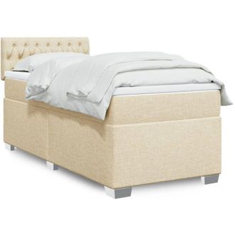 vidaXL Vidaxl - Cama Box Spring Con Colch&oacute;n Tela Color Crema 80x200 Cm