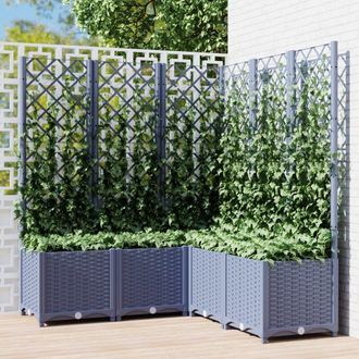 Berkfield Home Garden Planter with Trellis Dark Grey 120x120x136 cm PP | Size: 120 x 120 x 136 cm