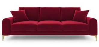 BLOOMINGLOFT 4-Sitzer Designsofa Madara mit Samtbezug - Beine Gold