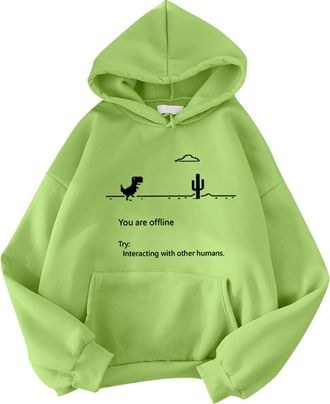 Generic Hoodie for Woman Dinosaur Pullover For Lovers Matching Sweatshirt For Couple Wedding Anniversary Women Fuzzy Hoodie (B1-Green, M)