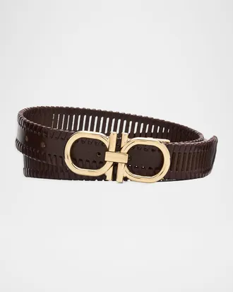 Ferragamo Men & apos;s Woven Leather Gancini-Buckle Belt