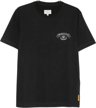 Emporio Armani Camiseta de Algod&oacute;n con Estampado de Logo - Tops - Hombre - Negro - 3XL
