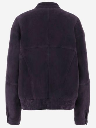 Giorgio Armani Mens Suede Jacket High Collar Purple Goat Leather