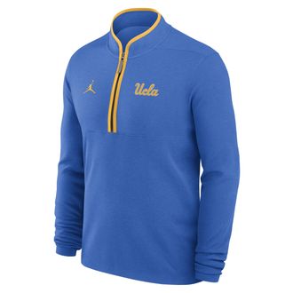 Nike Jordan Mens UCLA Victory Jordan Brand Dri-FIT College 1/2-Zip Long-Sleeve Top in Blue | JJ4309WTUCL-APS