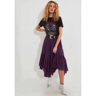 Joe Browns Handkerchief Hem Crinkle Midi Skirt in Wineberry at Nordstrom, Size 16