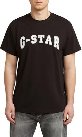 G-Star Felt Logo Organic Cotton T-Shirt in Dark Black at Nordstrom, Size Xx-Large