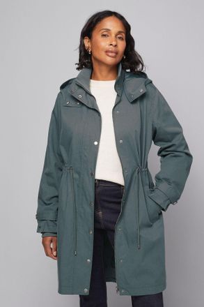 Wallis Womens Knitted Collar Waist Detail Lightweight Coat - Green Cotton - Size 16 UK