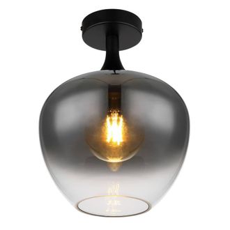 Netlighting Maxy Globe Ceiling Light Matt Black Smoke Glass Shade 1x E27