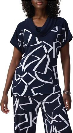Joseph Ribkoff Korte mouw geometrisch T-shirt - Dames - T-shirts - Blauw - 3XL - Tops