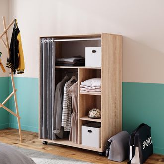 Vicco Armario De Ropa Doros, Sonoma, 100 X 146.6 Cm Con Rodillos