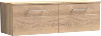 Nuie Nuie - Arno Wall Hung 2-Drawer Vanity Unit with Worktop 1200mm Wide - Bleached Oak